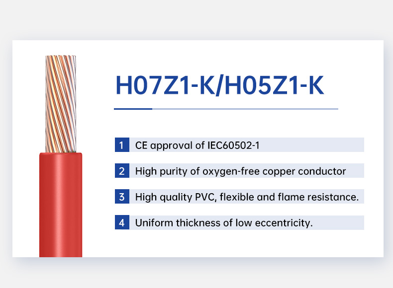 H05Z1-K/H07Z1-K single core lsoh lszh electric wire(图2)