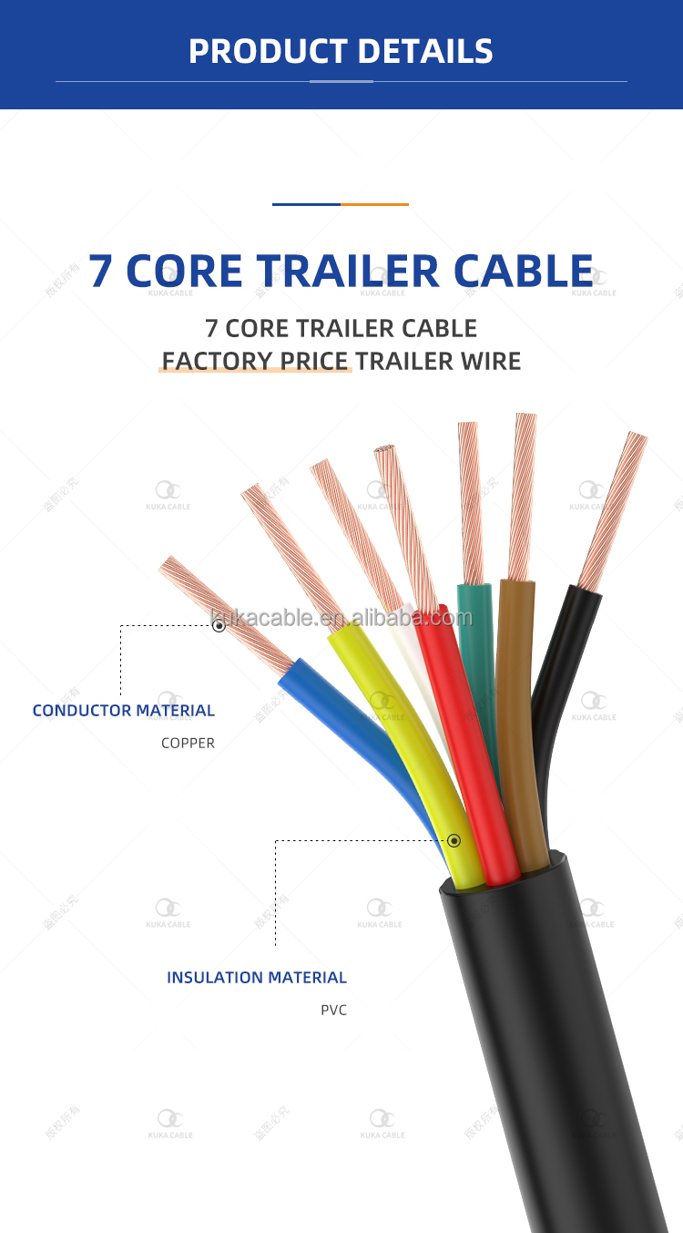 7 core auto trailer wire thin wall pvc sheathed for truck caravan(图3)