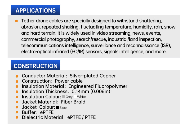 China Manufacture UAV Tethered Drone Cable For Military(图4)
