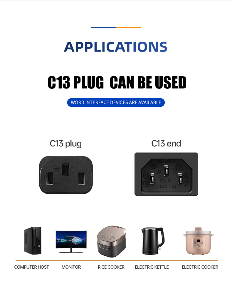 Europe 3-Pin Angle Plug To IEC 320 C13 AC Power Cord (图6)