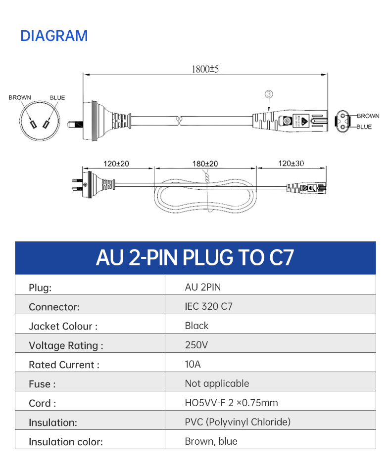 6ft Australia Plug AS3112 16A SAA Power Supply Cord(图4)