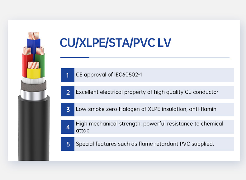 CU/PVC/STA/XLPE Steel Tape Armoured 25mm2 PVC Sheathed cable(图2)