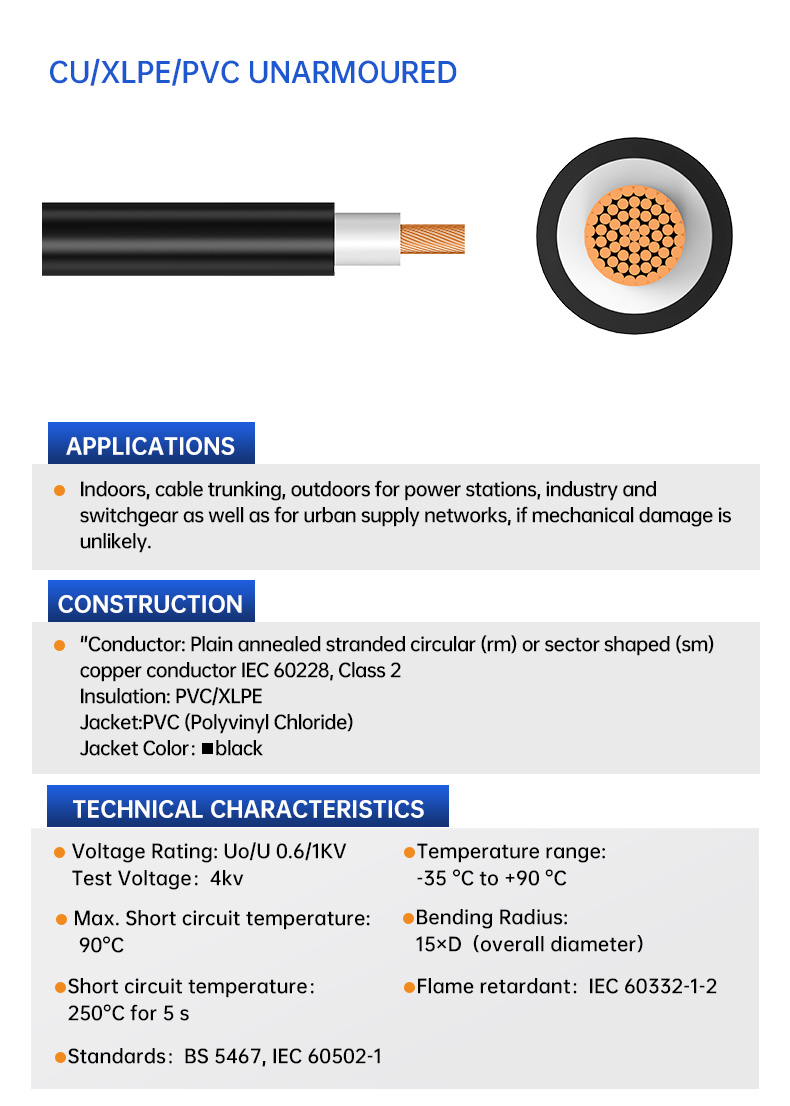 U-1000 R2V RVFV Cable Copper Low Voltage Cable(图3)
